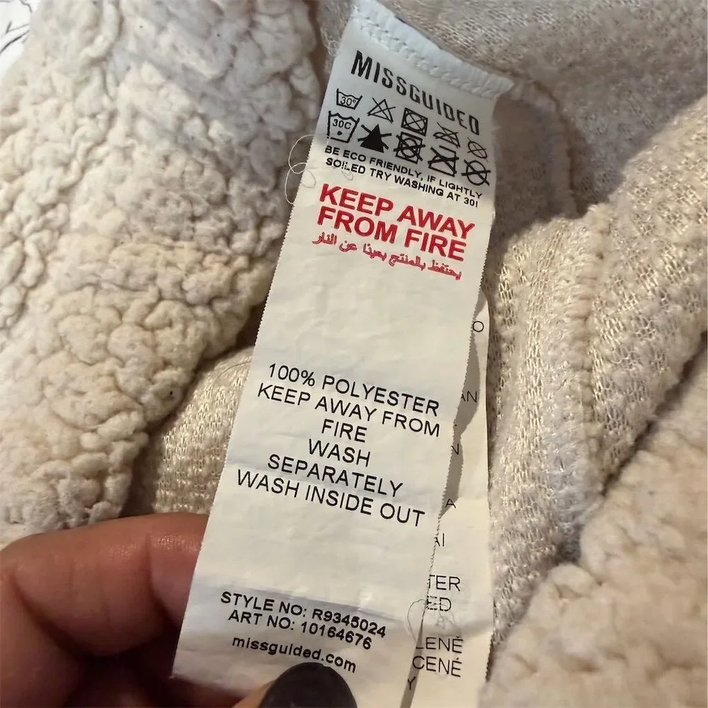 Missguided Women's Beige Teddy Sherpa Jogger Pants Size 2 Casual